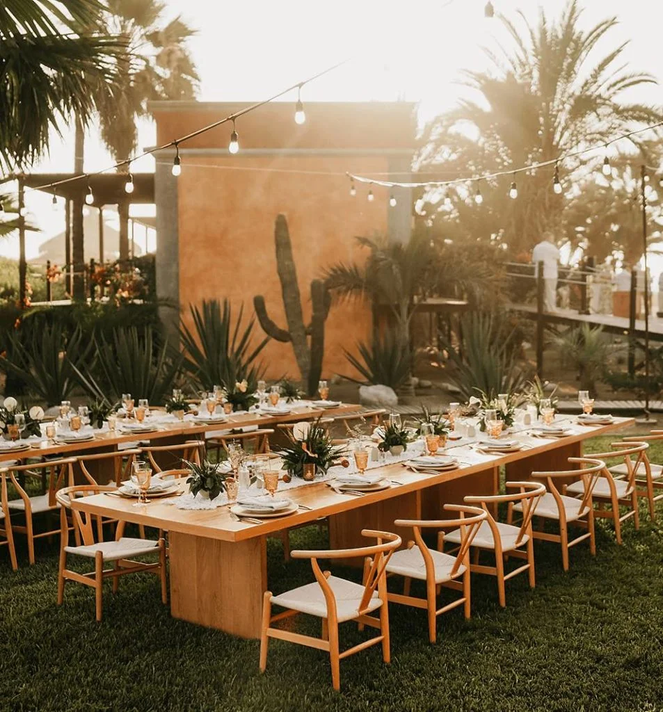 Outdoor Wedding Reception Outdoor wedding reception set up in the private garden at Villa Santa Cruz