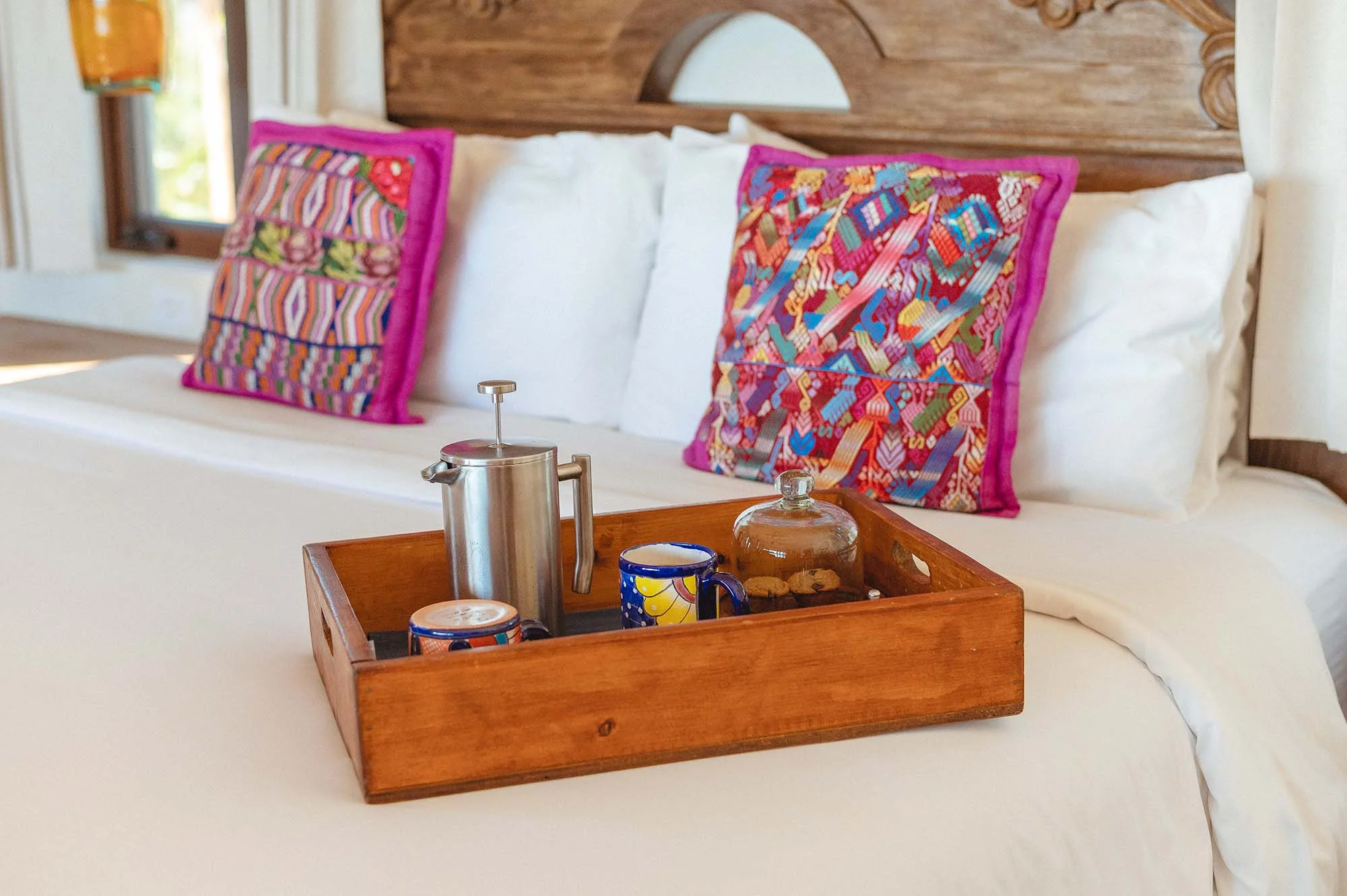 Morning Coffee Ritual Freshly brewed coffee deilivered every morning to your ocean front room at Villa Santa Cruz