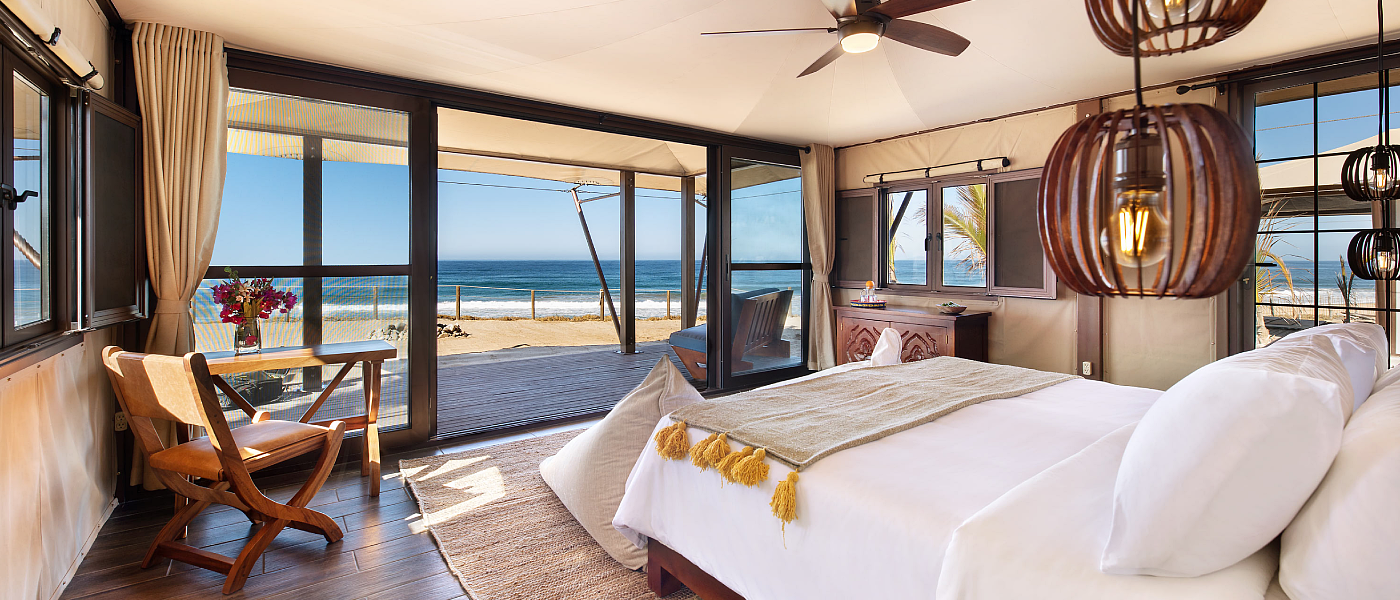 Tented Ocean Suite Oceanfront – Villa Santa Cruz Luxury tented ocean suite with direct beach access at Villa Santa Cruz Baja